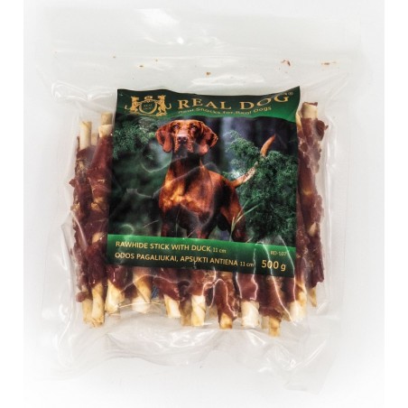 REAL DOG Odos pagaliukai, apsukti antiena skanėstai šunims 500g