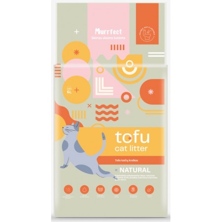 Murrfect Natural tofu kraikas katėms natūralaus kvapo (bekvapis) sušokantis 6l