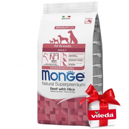 Monge All Breeds Adult Beef and Rice (jautiena) sausas maistas šunims + DOVANA