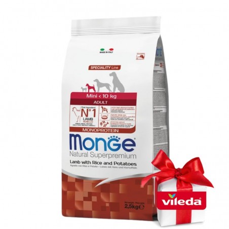 Monge Mini Adult Lamb (ėriena) sausas pašaras šunims +DOVANA