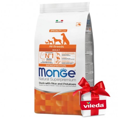 Monge All Breeds Adult Duck (antiena) sausas pašaras šunims +DOVANA