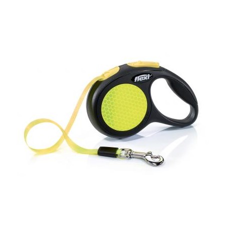 Flexi Neon (S, M, L) automatinis juostelinis šviesą atspindintis pavadėlis