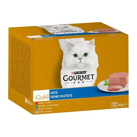 Gourmet Gold mousse 24x85g paštetas su jautiena, triušiena, ėriena ir veršiena