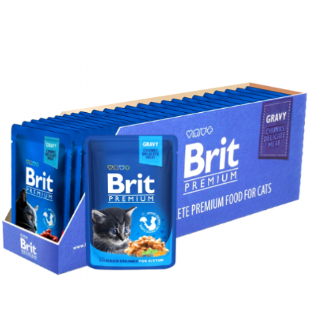 Brit Premium Chicken Chunks Kitten konservai kačiukams iki 1 metų 24 x 100 g