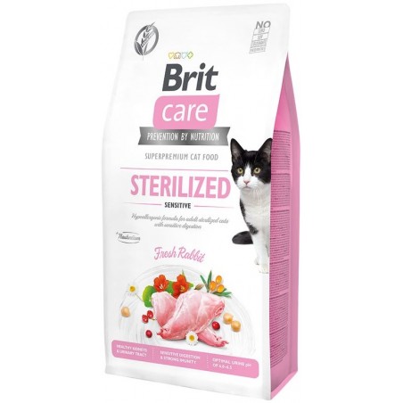 Brit Care Cat Sterilized Sensitive begrūdis sausas maistas sterilizuotoms jautrioms katėms 2 kg