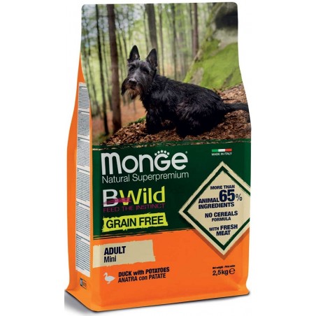 Monge Grain Free Mini Adult Duck (antiena) sausas pašaras šunims