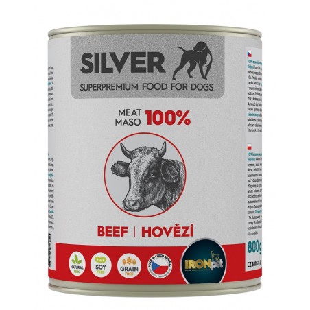 IRONpet Silver Dog Beef 100% meat 800g jautienos konservai šunims