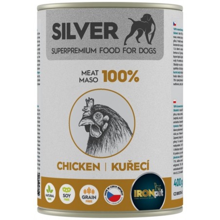 IRONpet Silver Dog Chicken 100% meat 400g vištienos konservai šunims