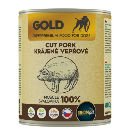 IRONpet Gold Dog Pork cut muscle kiaulienos raumens konservai šunims