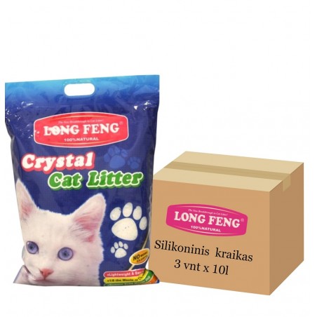 Long Feng Silikoninis kačių kraikas be aromato 3 x 10 L