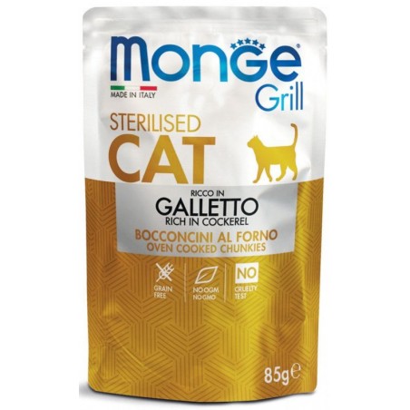 Monge Grill Sterilised Jelly konservai sterilizuotoms katėms su vištiena 85g