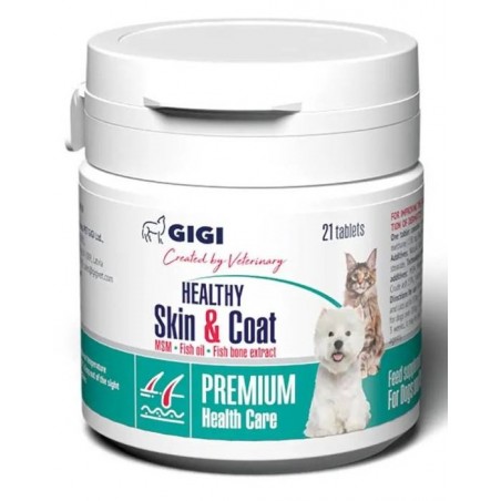 GIGI Healthy Skin & Coat papildai katėms ir šunims, odai ir kailiui 21 tabl.