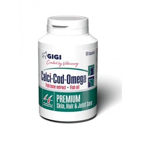GIGI Calci-Cod Omega N90 kaps. pašaro papildas kailiui, odai ir sąnariams katėms ir šunims