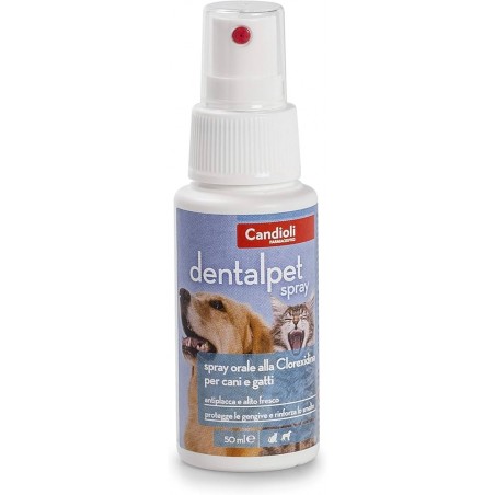 Candioli DentalPet 125 ml burnos purškalas su chlorheksidinu, šunims ir katėms,