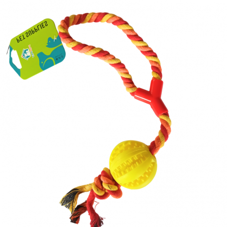Žaislas šunims virvė su kamuoliuku 40 cm