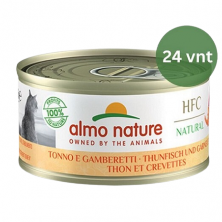 Almo Nature HFC Tuna&Shrimps šlapias maistas katėms 24x70 g