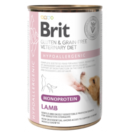 Brit GF Veterinary Diets konservai šunims Hypoallergenic Monoprotein Lamb