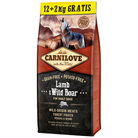 Carnilove Lamb & Wild Boar for Adult 12+2 kg sausas pašaras šunims su ėriena