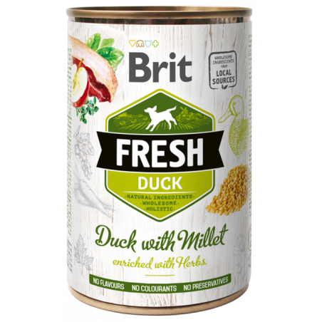 Brit Fresh Duck&Millet 6x400g konservai šunims su antiena