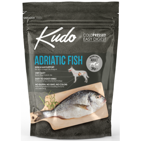 Kudo Adriatic Fish Medium Maxi Adult sausas maistas suaugusiems šunims 3 kg