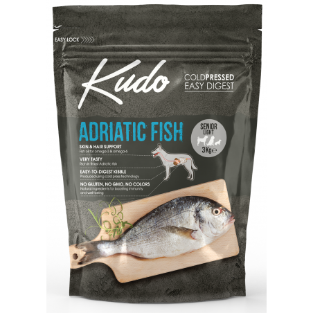 Kudo Adriatic Fish Senior Light sausas maistas vyresniems šunims 3 kg