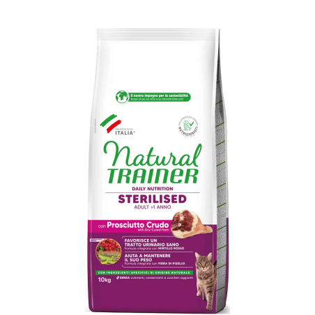 NATURAL TRAINER Cat Adult Sterilised HAM Su Vytintu Kumpiu sausas pašaras katėms